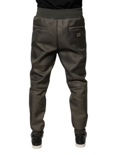 Dolce &amp; Gabbana Brown Lambskin Leather Men Sweatpants Pants