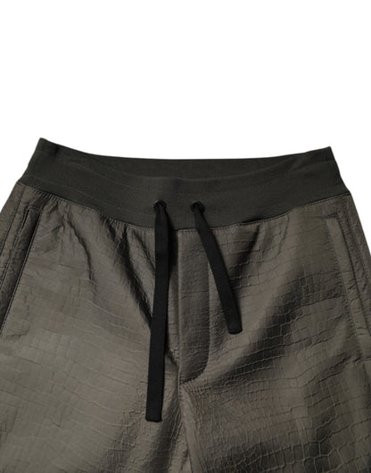 Dolce &amp; Gabbana Brown Lambskin Leather Men Sweatpants Pants