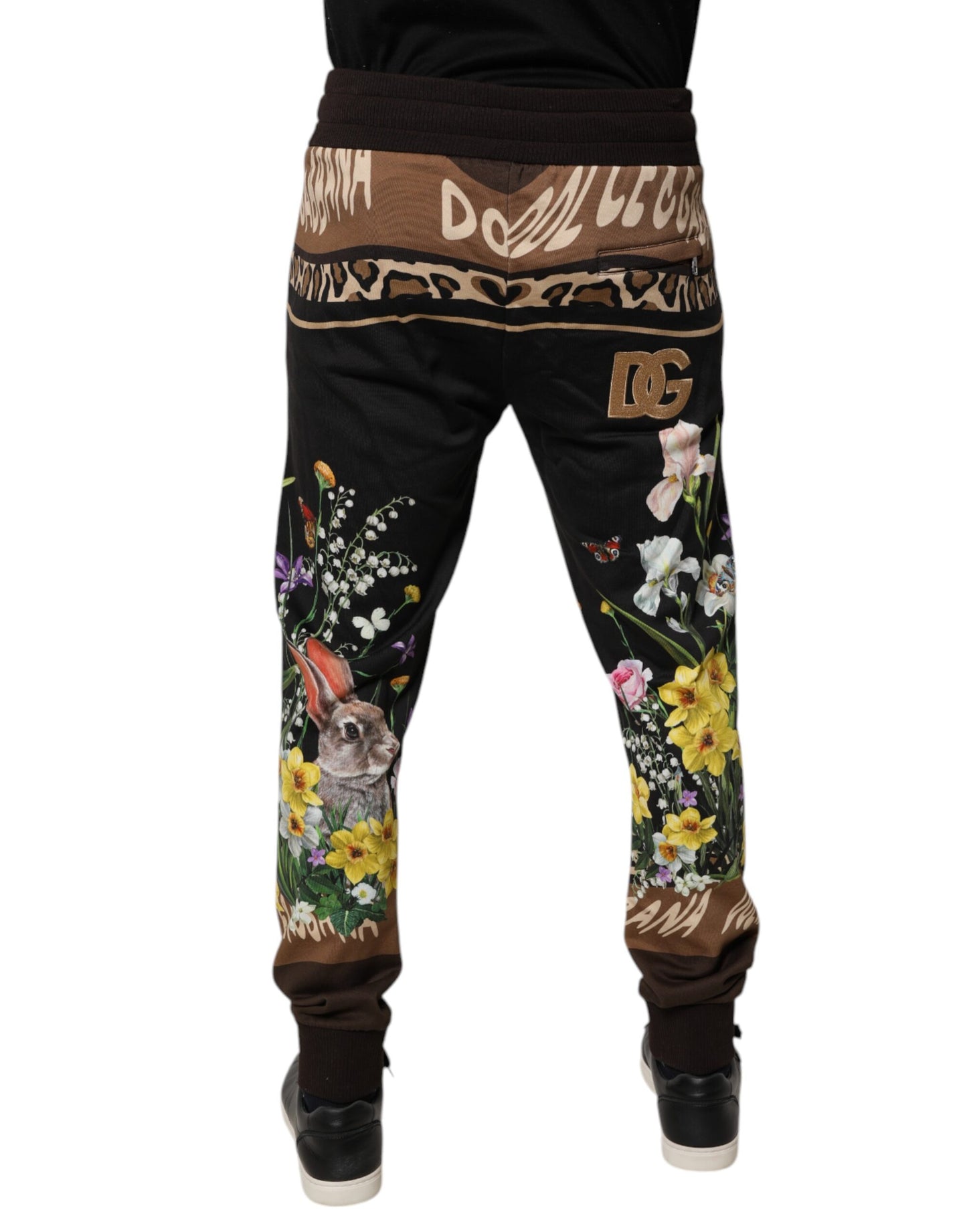 Dolce &amp; Gabbana Black Floral Cotton Jogger Sweatpants Pants