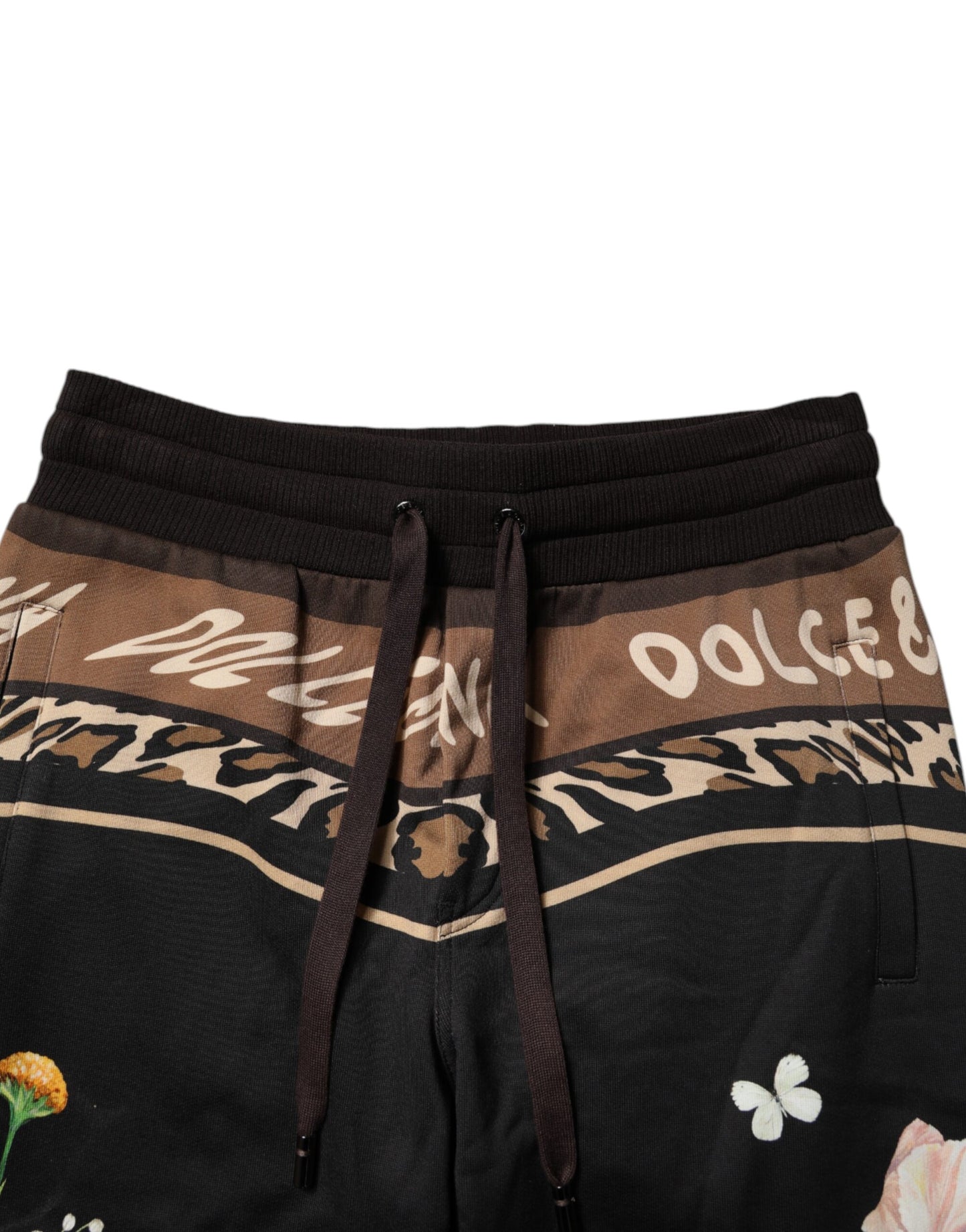 Dolce &amp; Gabbana Black Floral Cotton Jogger Sweatpants Pants