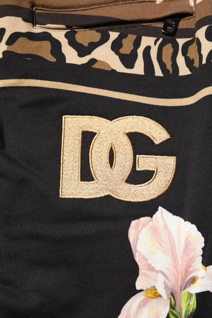 Dolce &amp; Gabbana Black Floral Cotton Jogger Sweatpants Pants