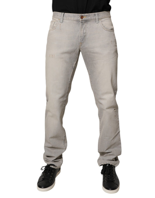 Dolce &amp; Gabbana Light Gray Cotton Skinny Denim Jeans