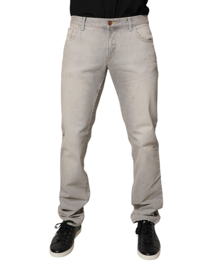 Dolce &amp; Gabbana Light Gray Cotton Skinny Denim Jeans