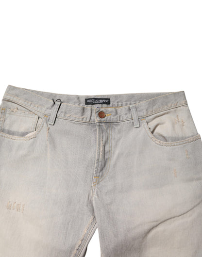 Dolce &amp; Gabbana Light Gray Cotton Skinny Denim Jeans