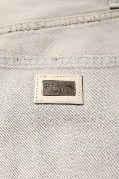 Dolce &amp; Gabbana Light Gray Cotton Skinny Denim Jeans