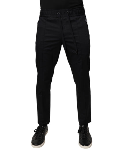 Dolce &amp; Gabbana Dark Blue Cotton Men Jogger Sweatpants Pants