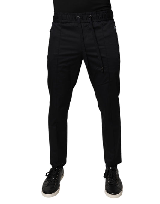 Dolce &amp; Gabbana Dark Blue Cotton Men Jogger Sweatpants Pants