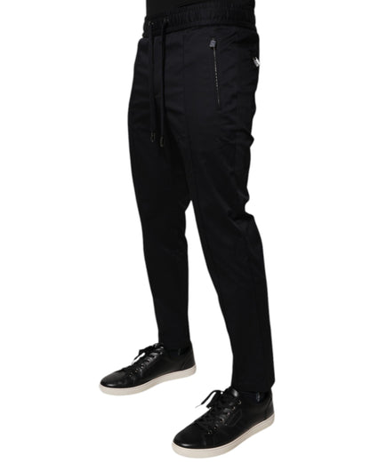 Dolce &amp; Gabbana Dark Blue Cotton Men Jogger Sweatpants Pants