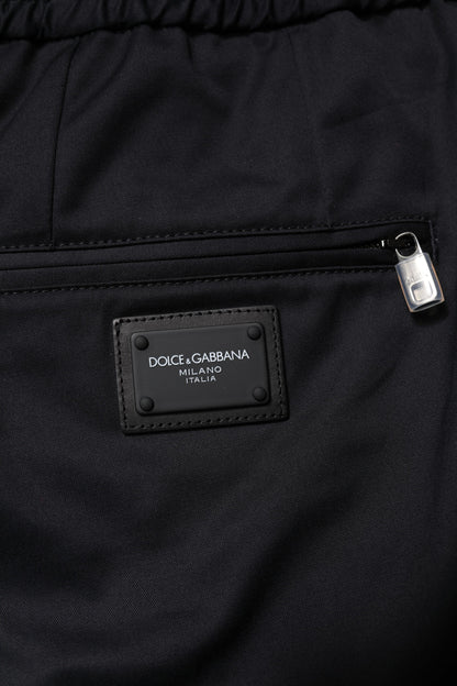 Dolce &amp; Gabbana Dark Blue Cotton Men Jogger Sweatpants Pants