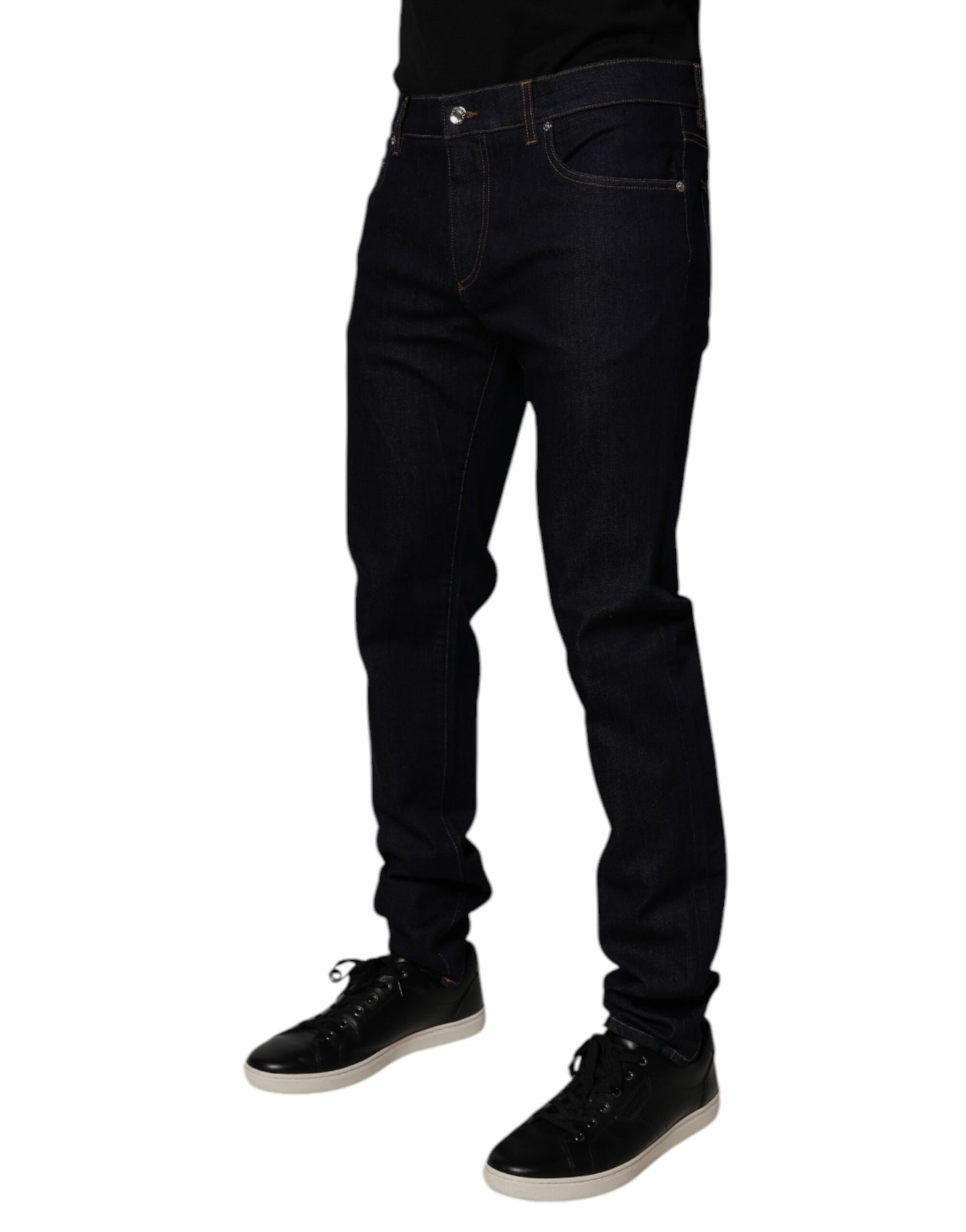 Dolce &amp; Gabbana Black Cotton Stretch Men Skinny Denim Jeans