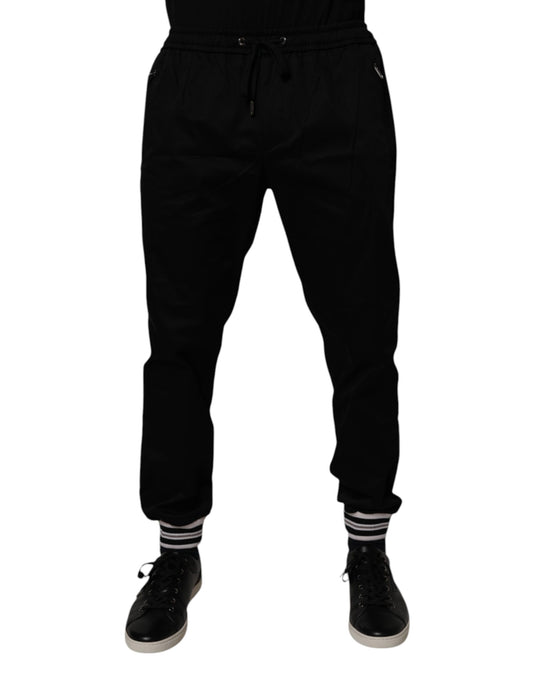 Dolce &amp; Gabbana Black Cotton Stretch Jogger Sweatpants Pants
