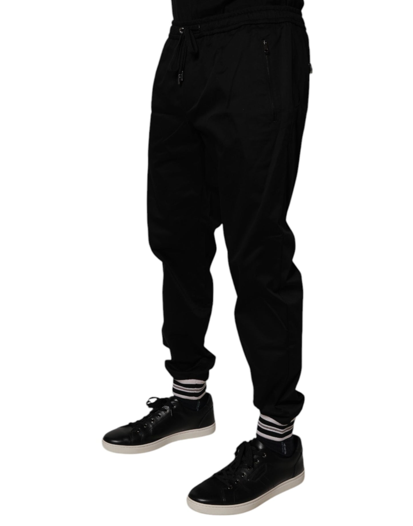 Dolce &amp; Gabbana Black Cotton Stretch Jogger Sweatpants Pants