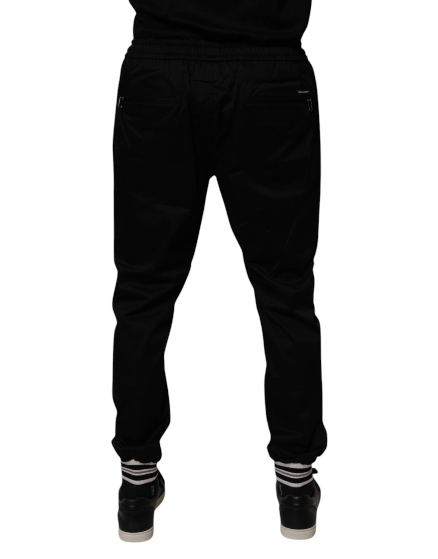 Dolce &amp; Gabbana Black Cotton Stretch Jogger Sweatpants Pants