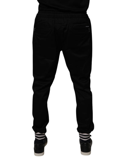 Dolce &amp; Gabbana Black Cotton Stretch Jogger Sweatpants Pants