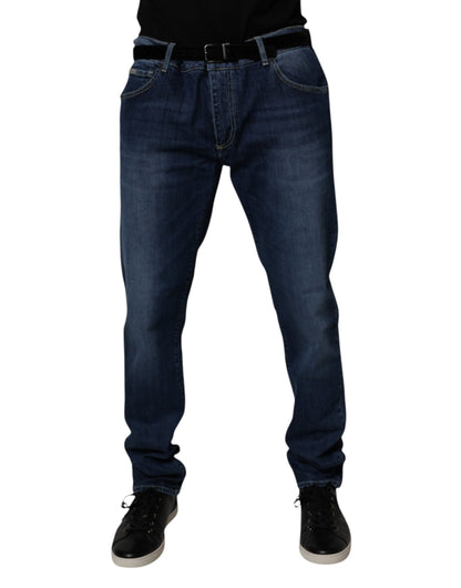 Dolce &amp; Gabbana Blue Washed Cotton Stretch Skinny Denim Jeans