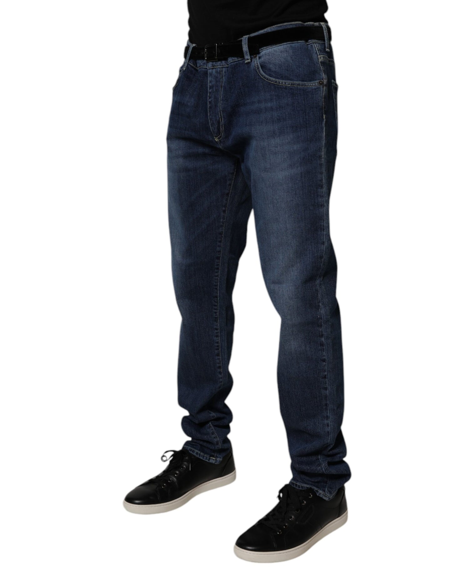 Dolce &amp; Gabbana Blue Washed Cotton Stretch Skinny Denim Jeans