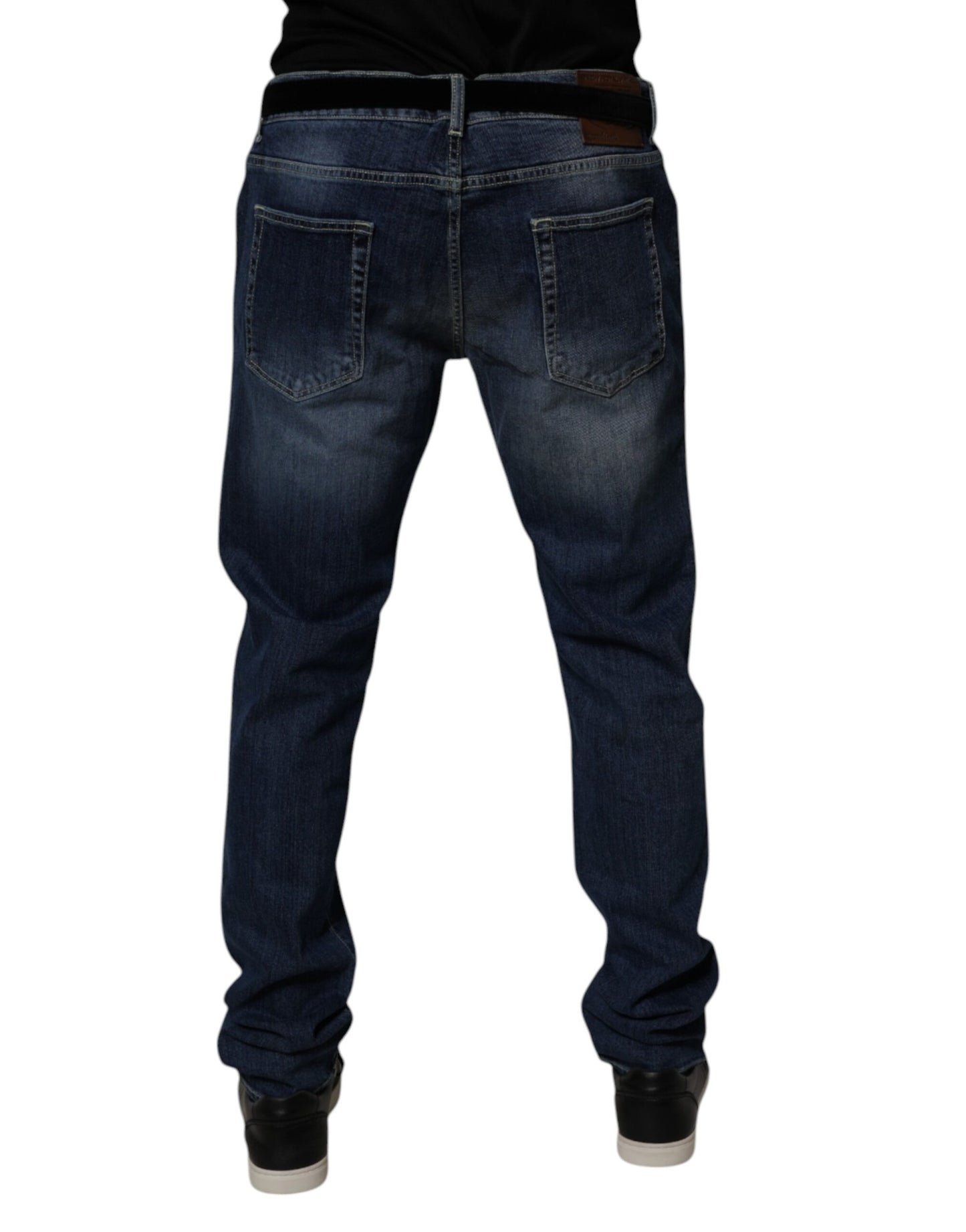 Dolce &amp; Gabbana Blue Washed Cotton Stretch Skinny Denim Jeans