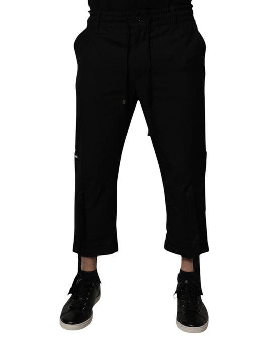 Dolce &amp; Gabbana Black Polyester Men Cropped Pants
