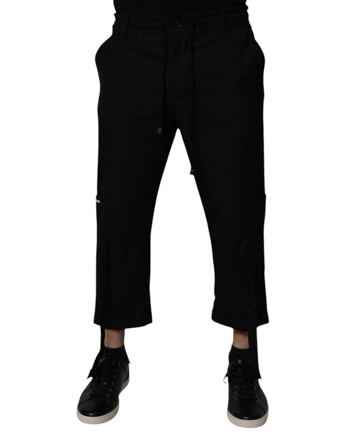 Dolce &amp; Gabbana Black Polyester Men Cropped Pants