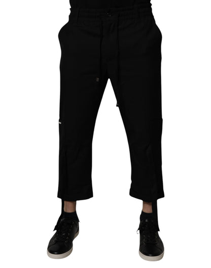 Dolce &amp; Gabbana Black Polyester Men Cropped Pants