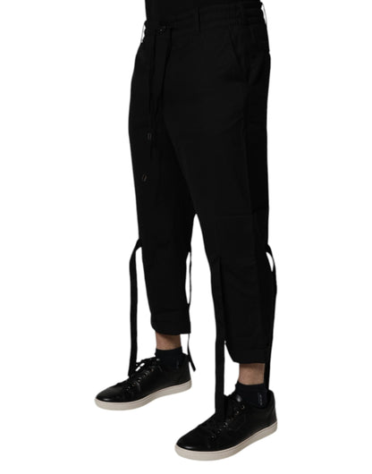 Dolce &amp; Gabbana Black Polyester Men Cropped Pants