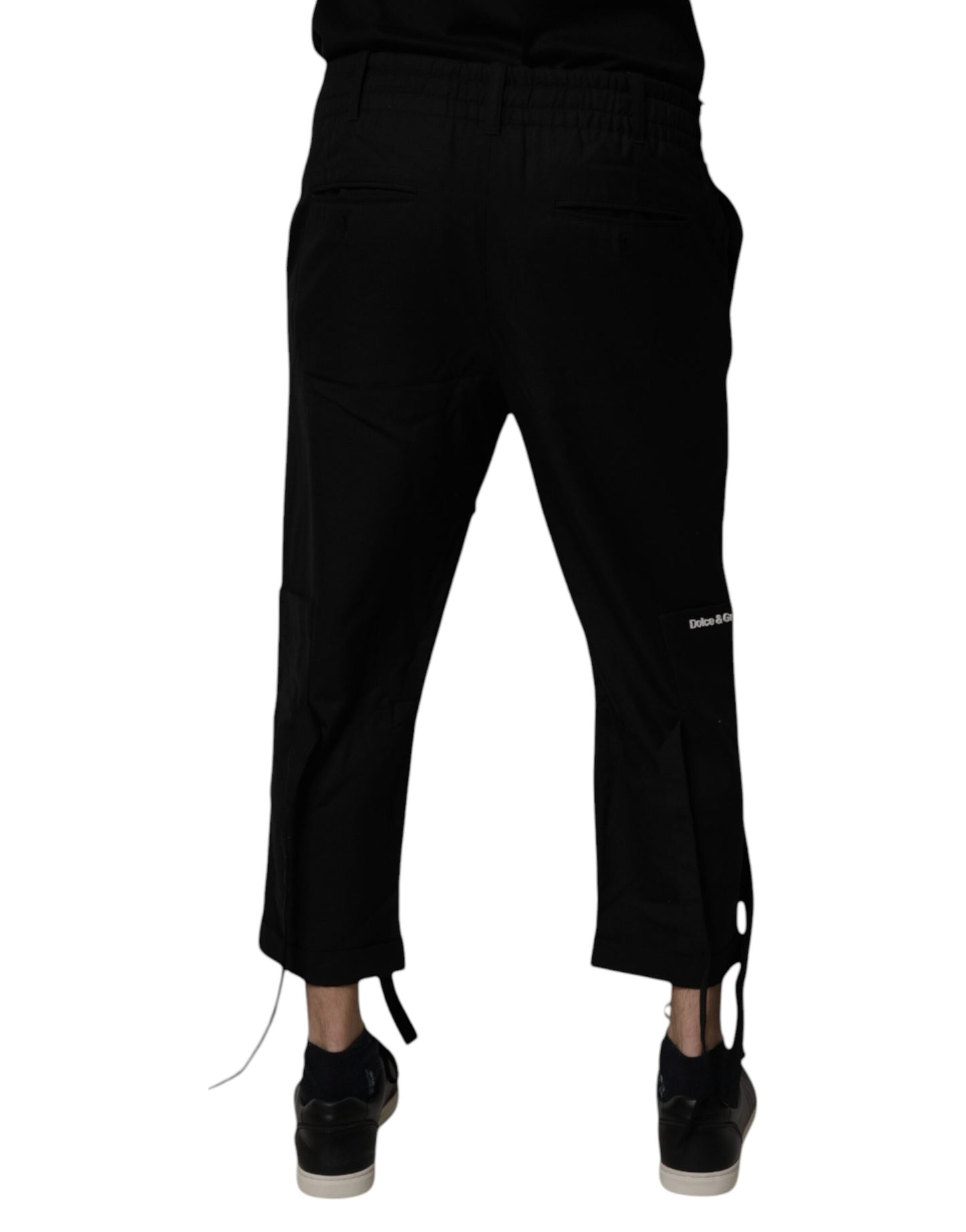 Dolce &amp; Gabbana Black Polyester Men Cropped Pants
