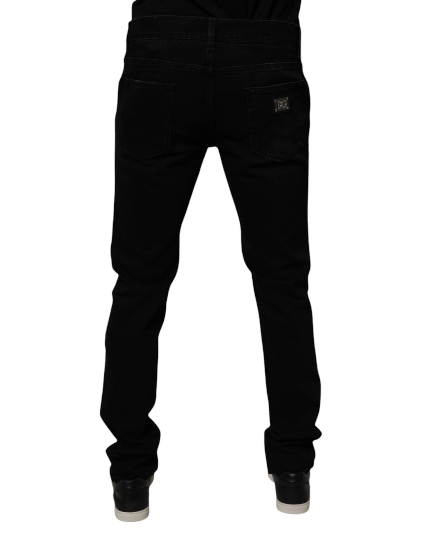 Dolce &amp; Gabbana Black Cotton Tattered Skinny Men Denim Jeans