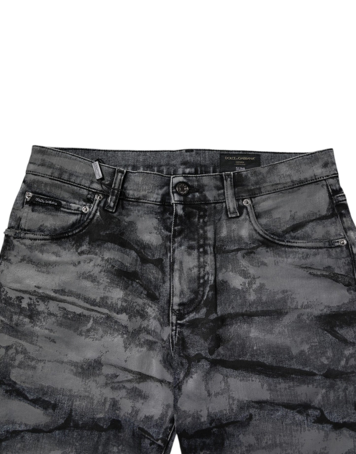 Dolce &amp; Gabbana Gray Tie Dye Cotton Skinny Men Denim Jeans