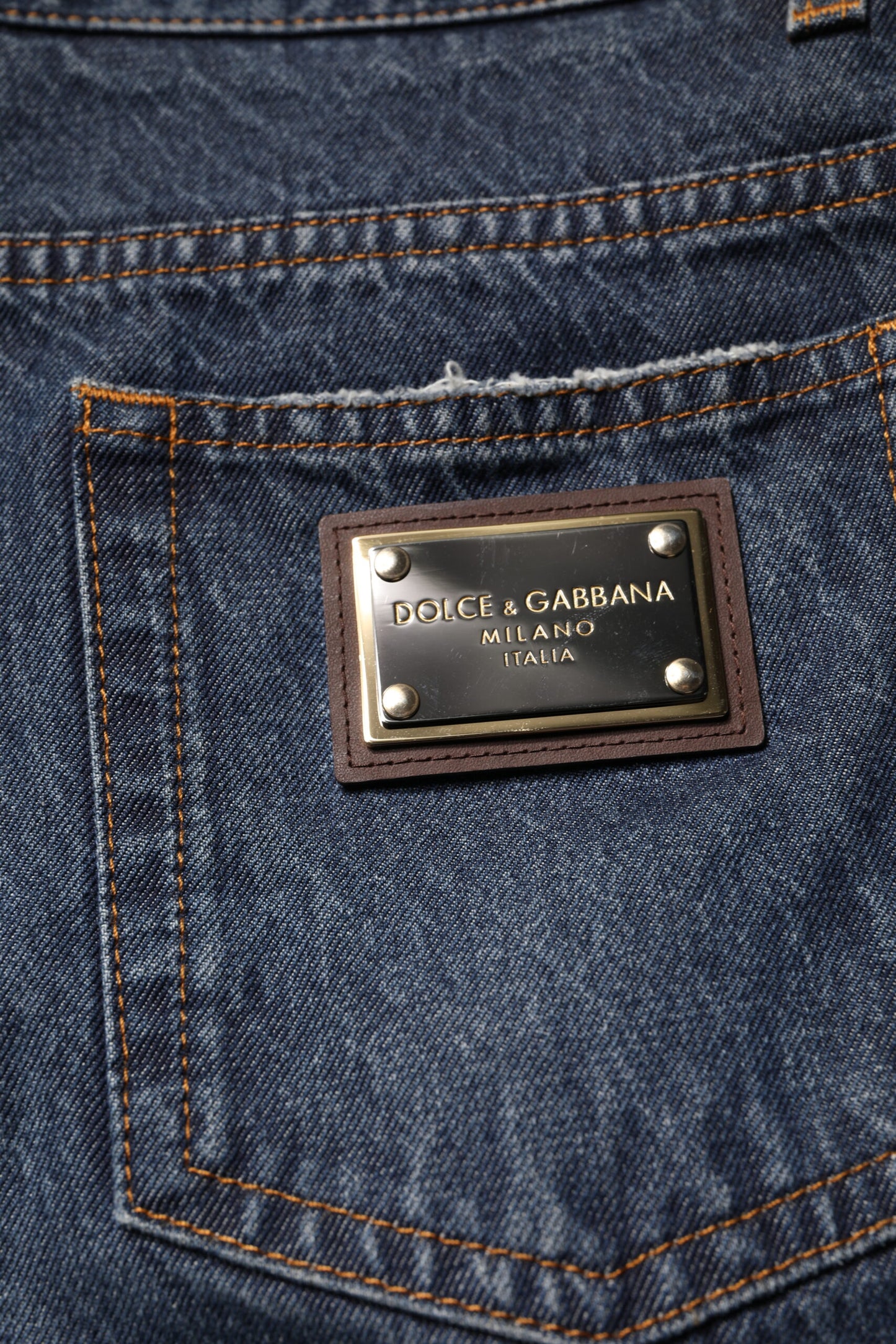 Dolce &amp; Gabbana Beige Blue Floral Cotton Men Denim Jeans