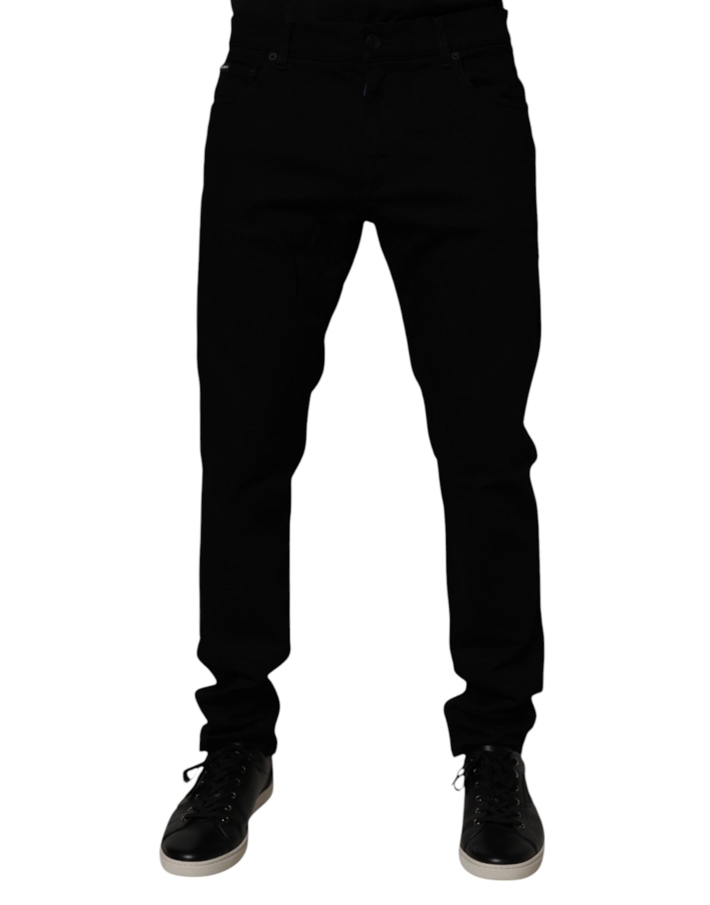 Dolce &amp; Gabbana Black Cotton Stretch Slim Fit Men Denim Jeans