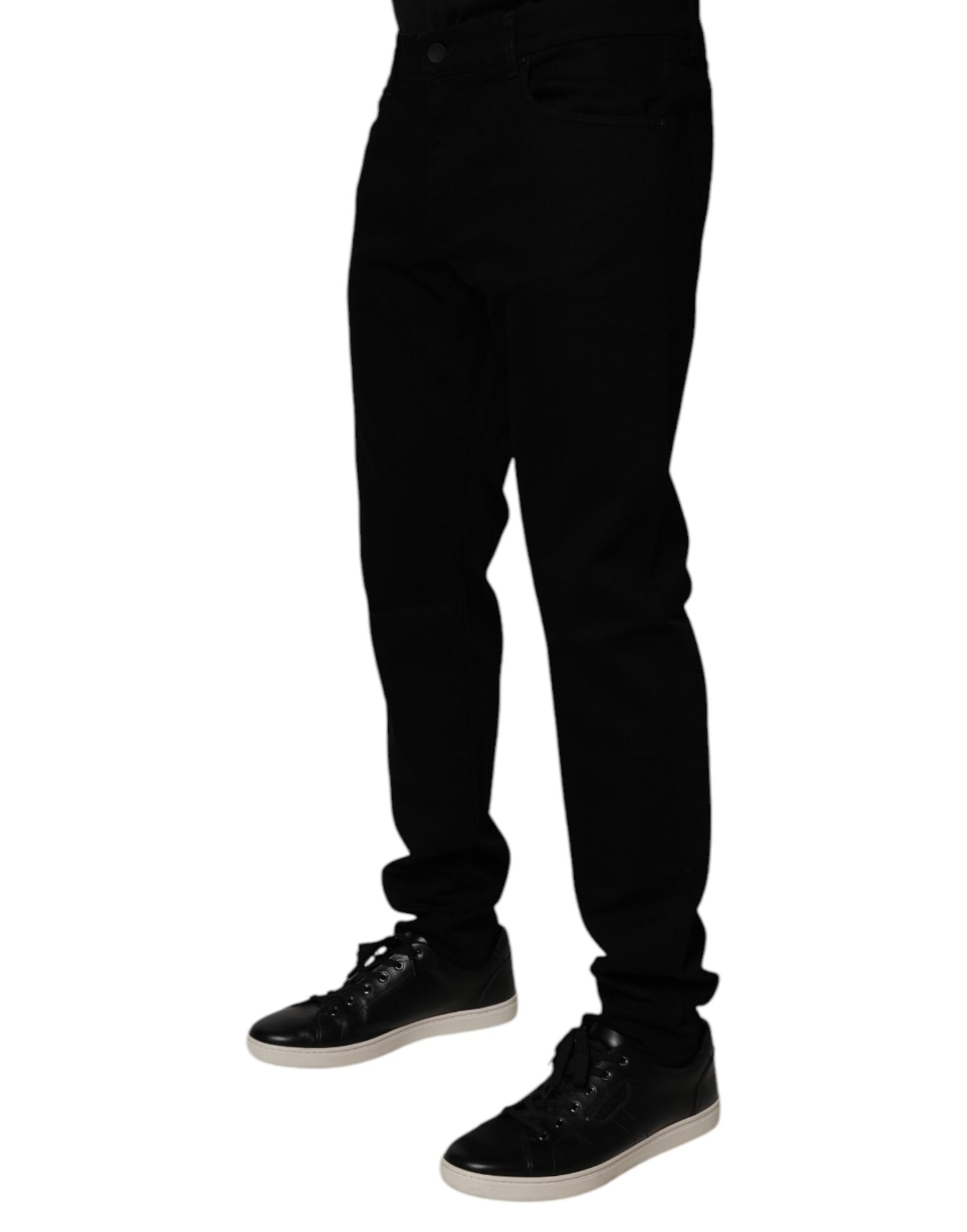 Dolce &amp; Gabbana Black Cotton Stretch Slim Fit Men Denim Jeans