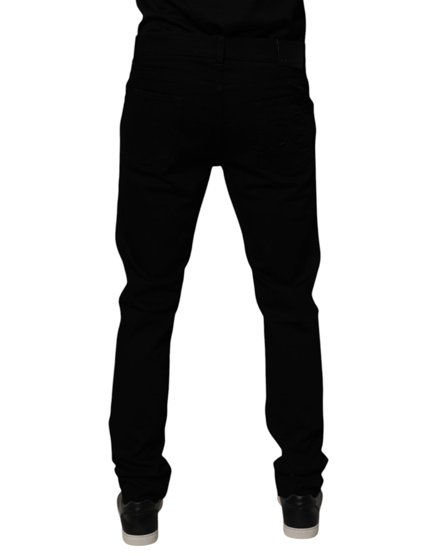 Dolce &amp; Gabbana Black Cotton Stretch Slim Fit Men Denim Jeans