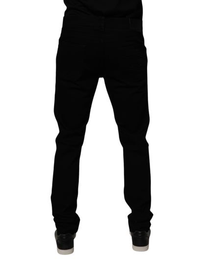 Dolce &amp; Gabbana Black Cotton Stretch Slim Fit Men Denim Jeans