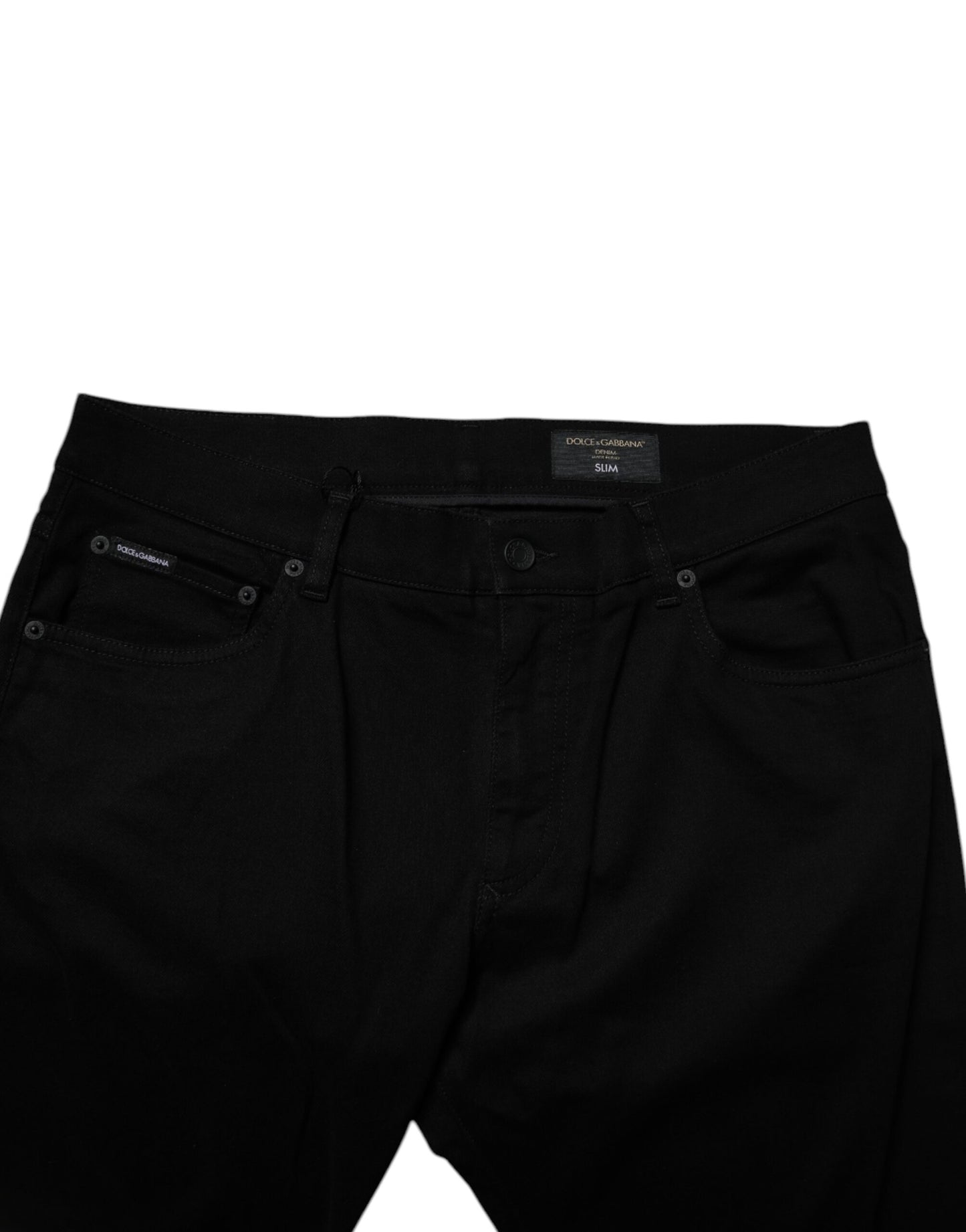 Dolce &amp; Gabbana Black Cotton Stretch Slim Fit Men Denim Jeans