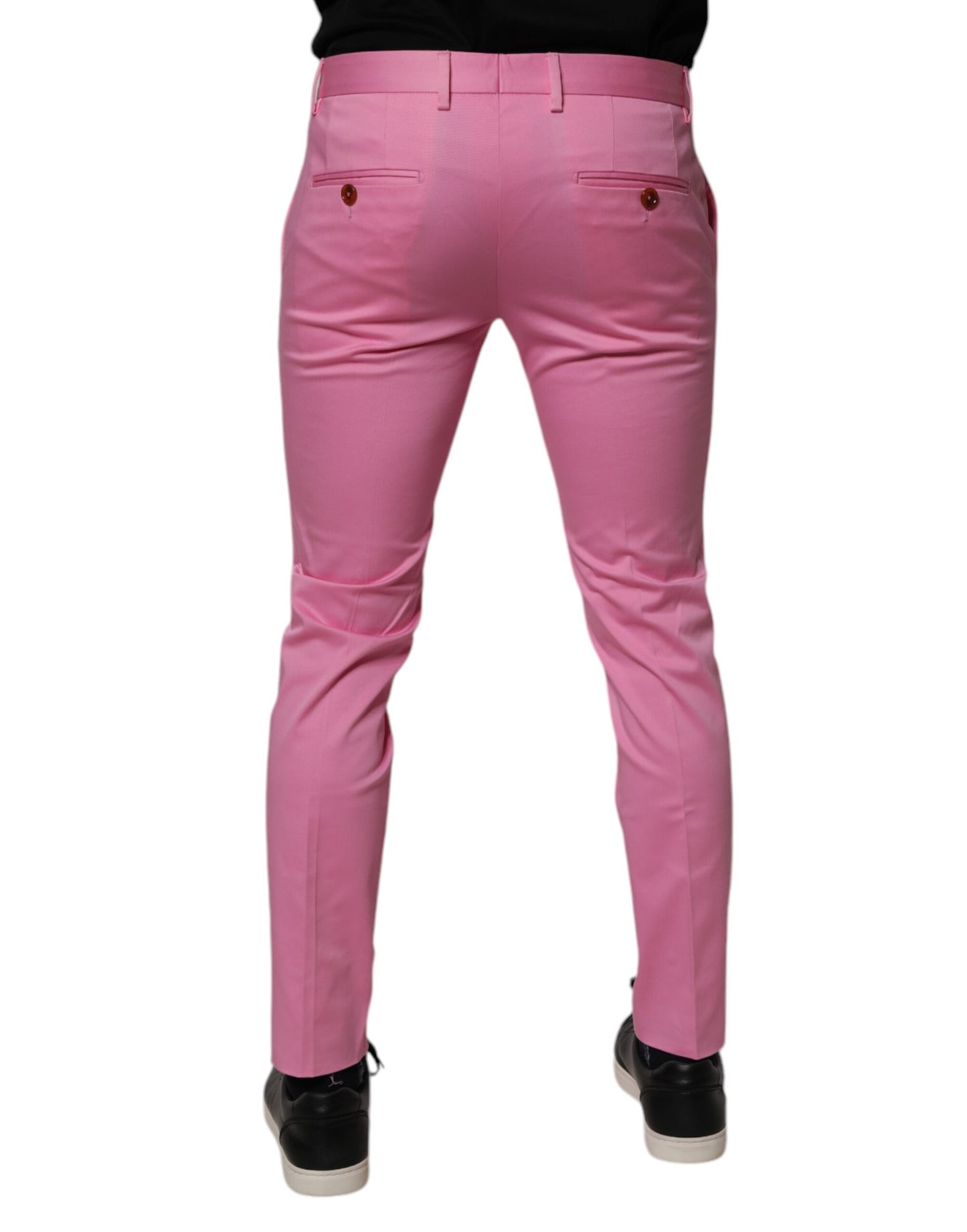 Dolce &amp; Gabbana Pink Cotton Slim Fit Men Dress Formal Pants