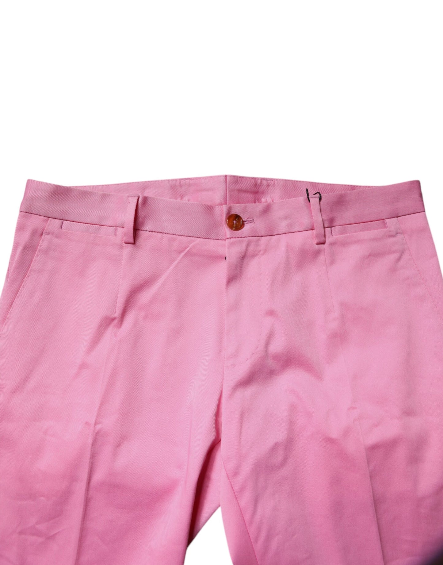 Dolce &amp; Gabbana Pink Cotton Slim Fit Men Dress Formal Pants