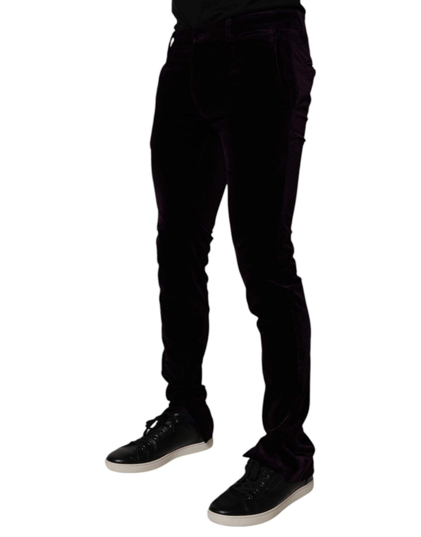 Dolce &amp; Gabbana Violet Velvet Cotton Men Dress Formal Pants