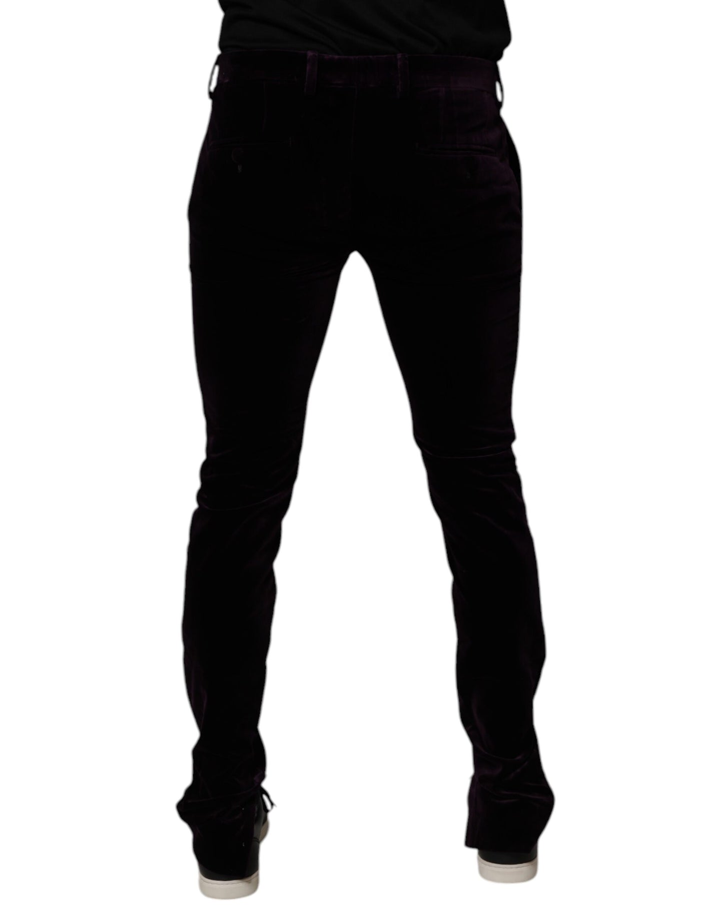 Dolce &amp; Gabbana Violet Velvet Cotton Men Dress Formal Pants