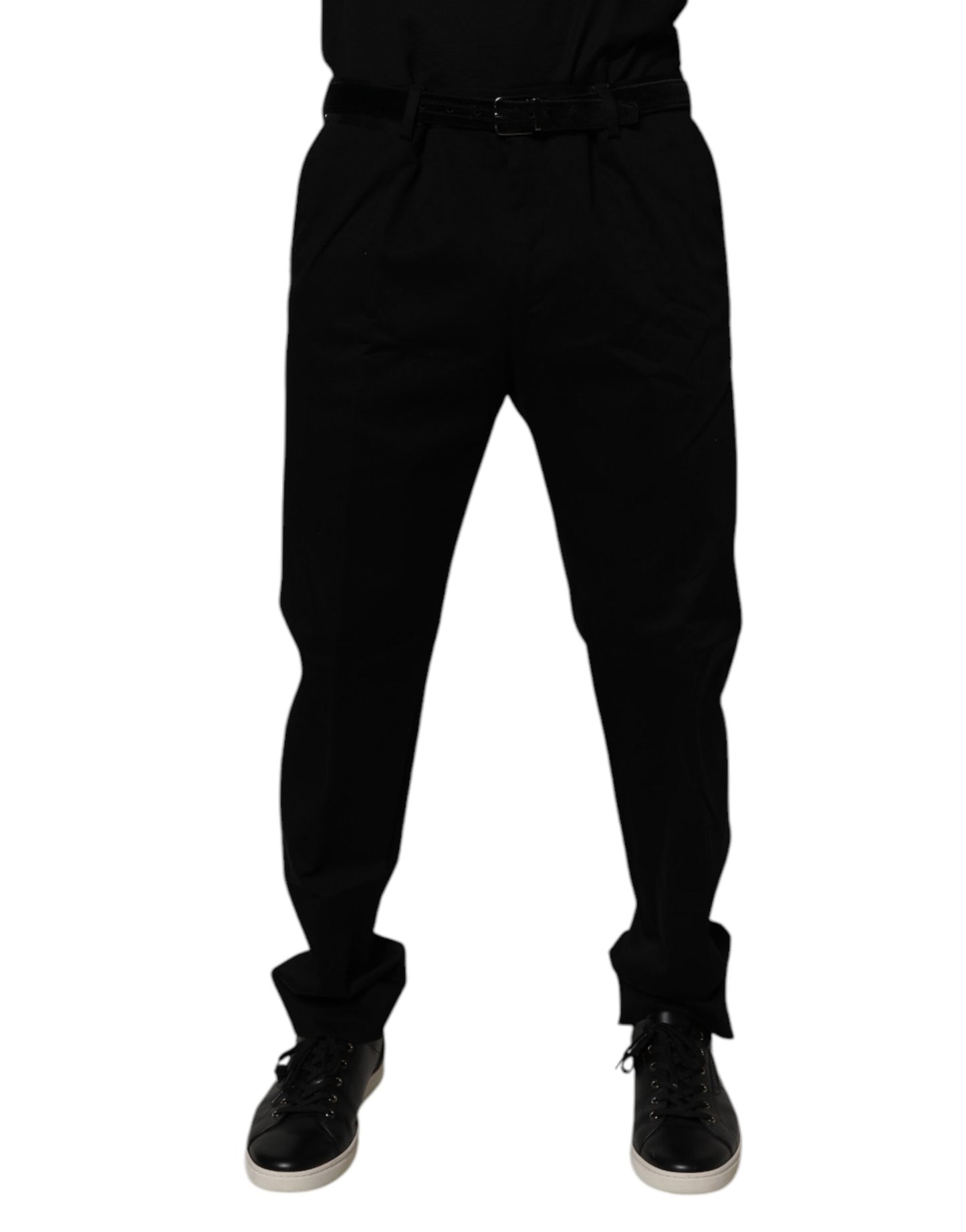 Dolce &amp; Gabbana Black Cotton Men Skinny Dress Formal Pants