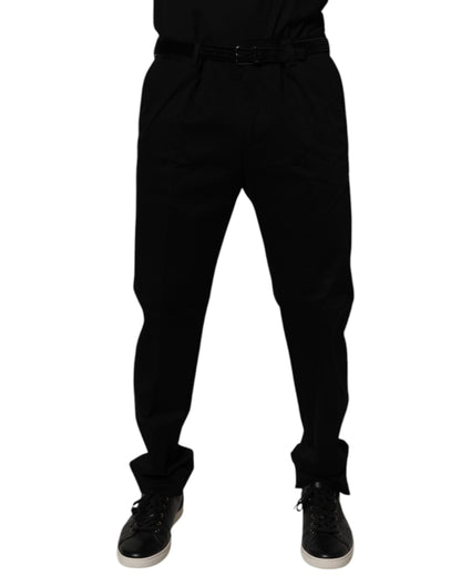Dolce &amp; Gabbana Black Cotton Men Skinny Dress Formal Pants