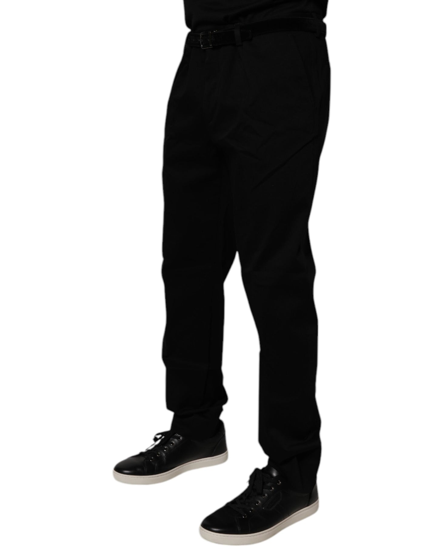 Dolce &amp; Gabbana Black Cotton Men Skinny Dress Formal Pants