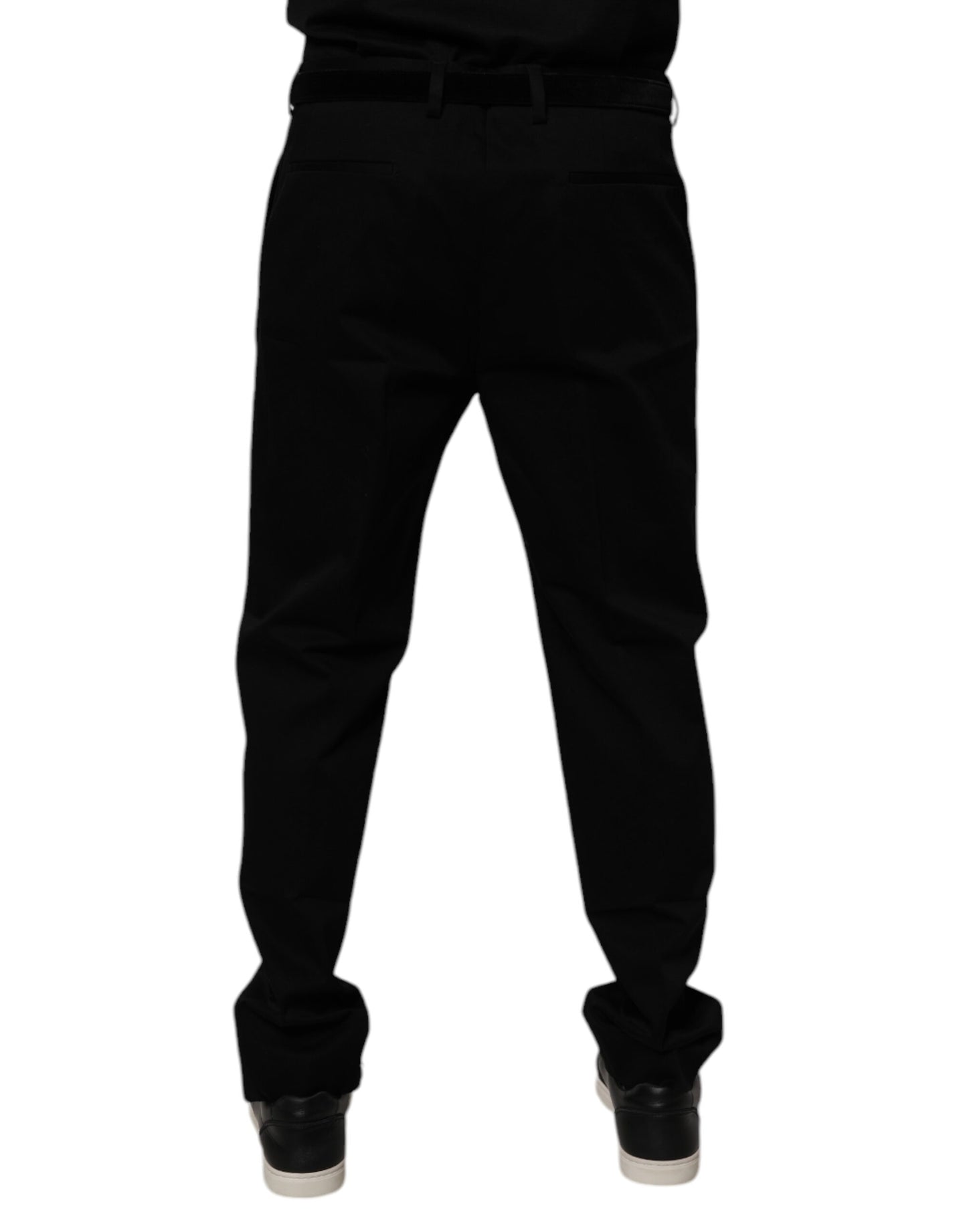 Dolce &amp; Gabbana Black Cotton Men Skinny Dress Formal Pants