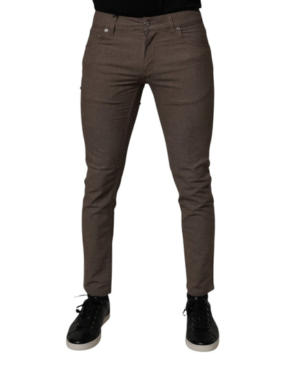 Dolce &amp; Gabbana Brown Cotton Stretch Chino Pants