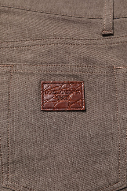 Dolce &amp; Gabbana Brown Cotton Stretch Chino Pants