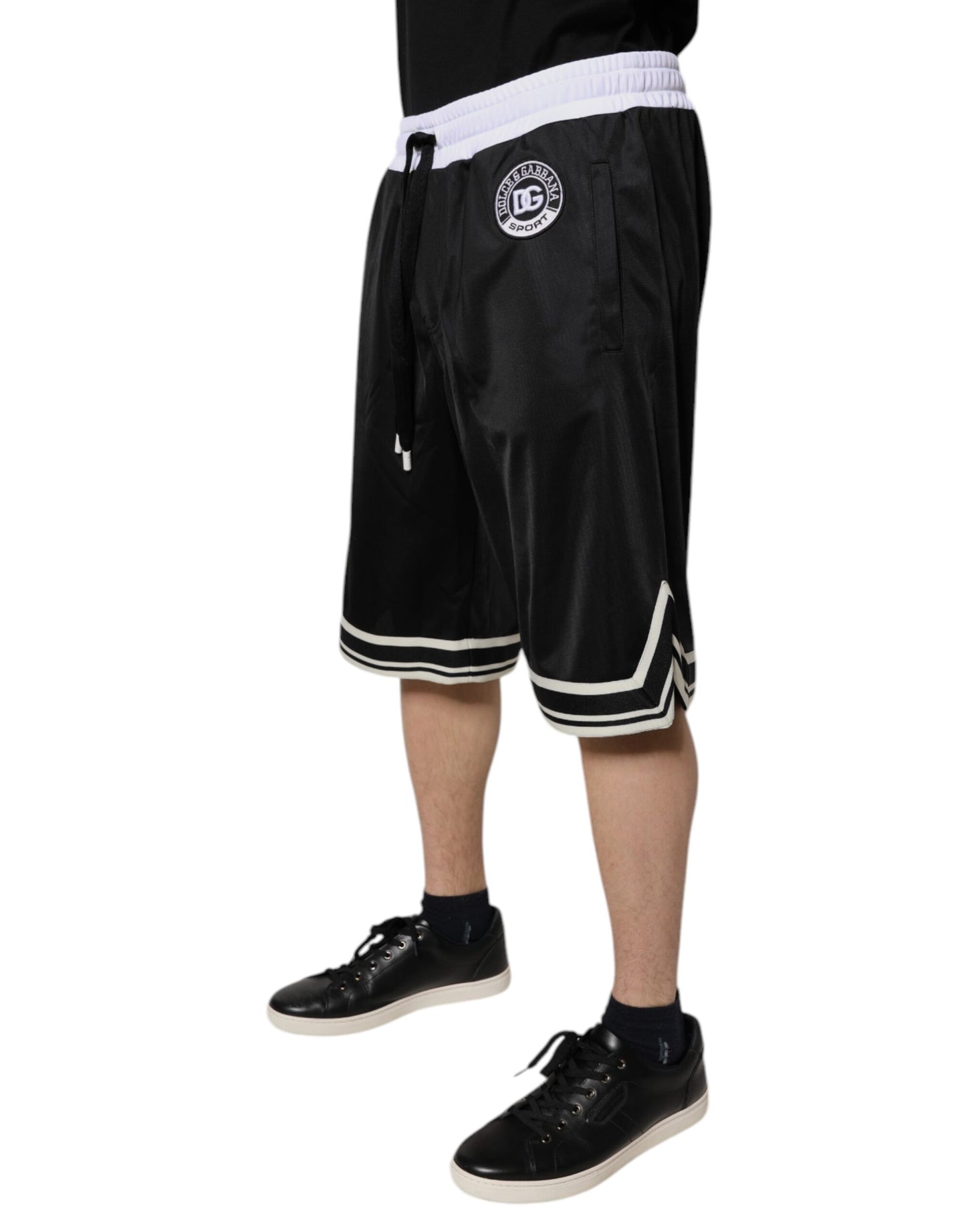 Dolce &amp; Gabbana Schwarz Weiß Herren Bermuda Sweatshorts Shorts