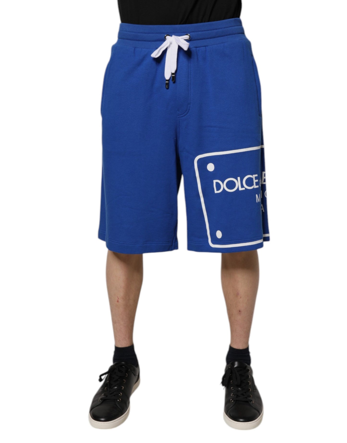 Dolce &amp; Gabbana – Blaue Bermuda-Sweatshorts aus Baumwolle mit Logo