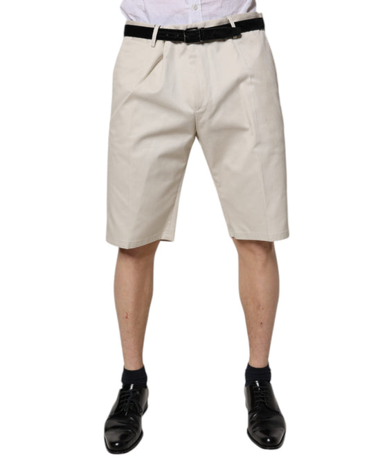 Dolce &amp; Gabbana – Beige Bermudashorts aus Baumwollstretch mit mittlerer Taille