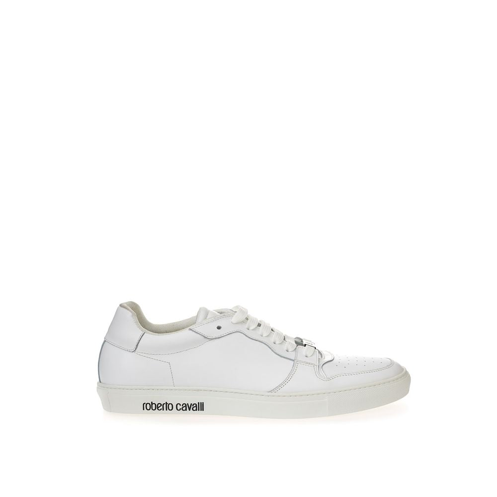 Roberto Cavalli Weiße Leder-Sneakers Luxus-Schuhe