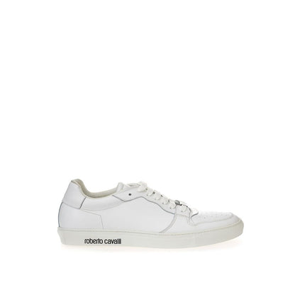 Roberto Cavalli Weiße Leder-Sneakers Luxus-Schuhe