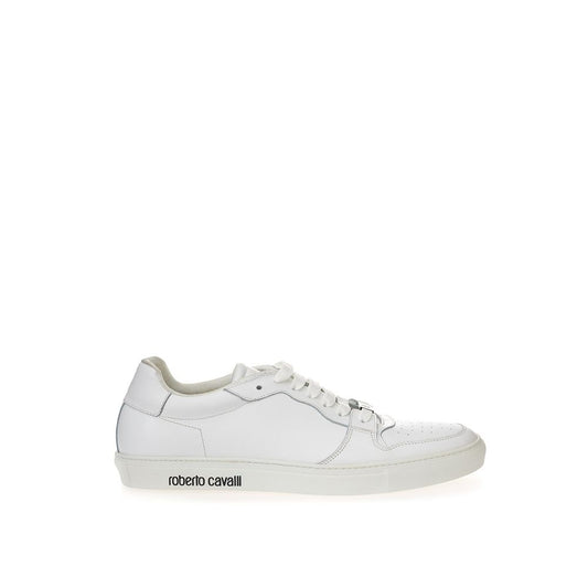Roberto Cavalli Weiße Leder-Sneakers Luxus-Schuhe
